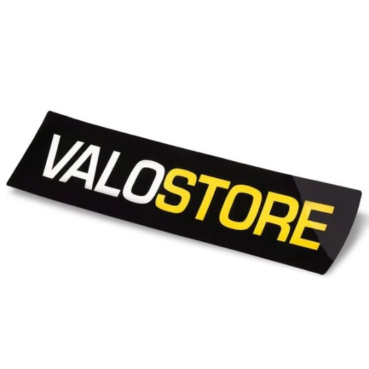 Klistremerke Valostore Logo, Black Border, 300 x 70 mm