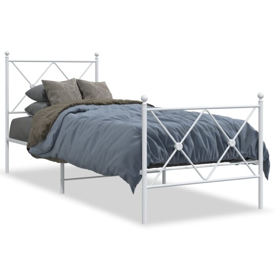 Sengeramme i metall med hode- og fotgavl hvit 80x200 cm 8721012374447 Sengeramme i metall med hode- og fotgavl hvit 80x200 cm 8721012374447