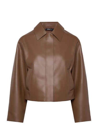 Gina Tricot Short Pu Jacket   Brown   XS