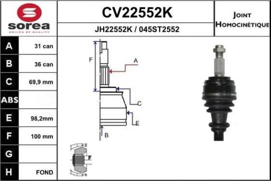 Drivledd EAI CV22552K