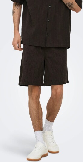 ONLY & SONS Onscruz Seersucker Jogger Shorts   Black   M