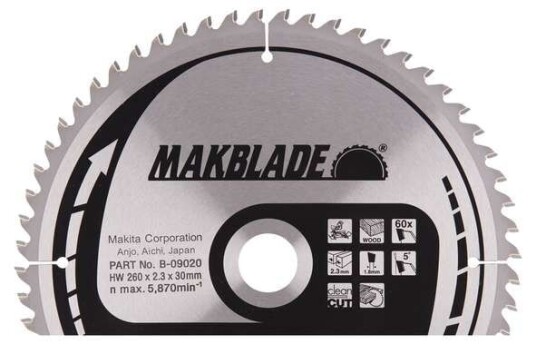 Makita Sagblad Hm 260x30mm 60t Tre Ls1013, Ls1016, Ls1018, Lh1040, 2704, Lf1000