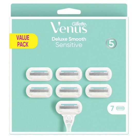 Gillette Venus Deluxe Smooth Sensitive Razor Blades 7 stk Barberblader