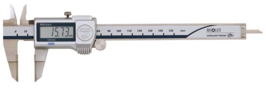 Mitutoyo Absolute Digimatic Skjutmått 573-634-20 0-150mm, 0,01mm Tunna Hårdmetallbel. Skänklar, Ip67, Friktionsrulle, Datautgång