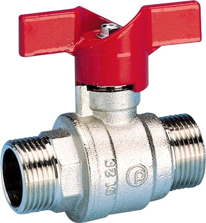 Pettinaroli Kuglehane 1/2" Nippel/Nippel Kompaktmodel Med Rødt T Greb