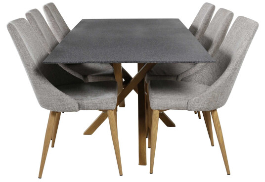 Venture Design Piazza & Leone spisegruppe Grå/grå 6 st stoler & bord 180 x 90 cm