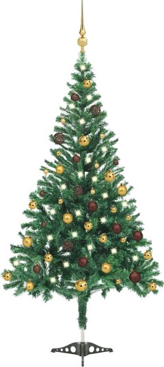 vidaXL Kunstig juletresett med LED og kuler 210 cm 910 grener vidaXL Kunstig juletresett med LED og kuler 210 cm 910 grener