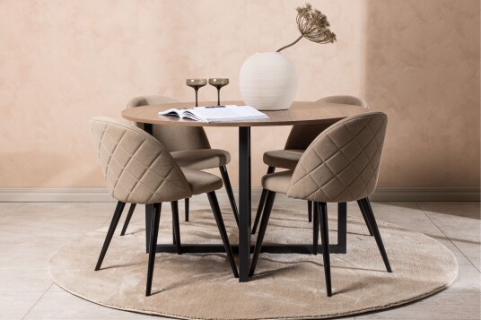 Venture Home Durango Matgruppe 120 cm Rund med 4 Velvets Stoler Valnød