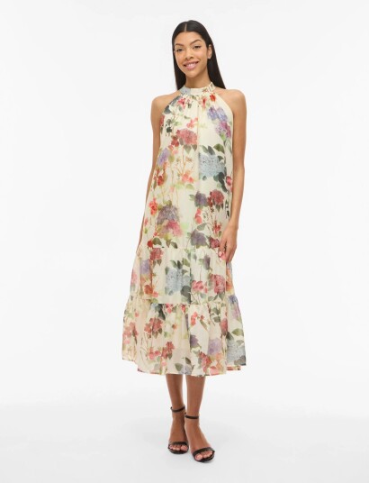 Vila Vinia S/L Halterneck Midi Dress/Dc/Ka - Multi/patterned - 42 Vila Vinia S/L Halterneck Midi Dress/Dc/Ka - Multi/patterned - 42