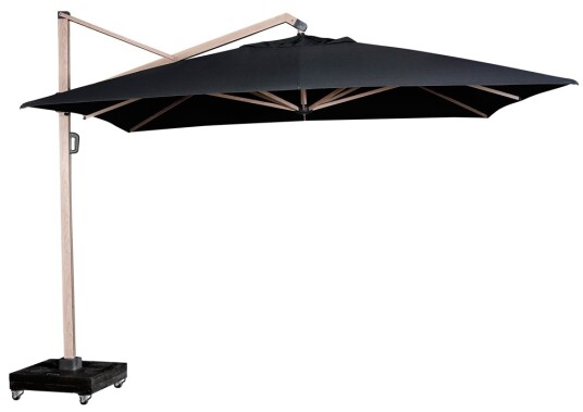 Platinum Icon parasoll premium Svart/trä exkl. parasollfot 3,5 x 3,5 m Svart