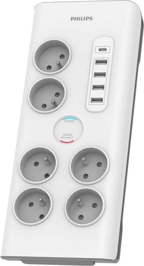 Philips Overspenningsvern Hvit 6 AC-Uttak 2m SPN7060WA/60 Philips Overspenningsvern Hvit 6 AC-Uttak 2m SPN7060WA/60