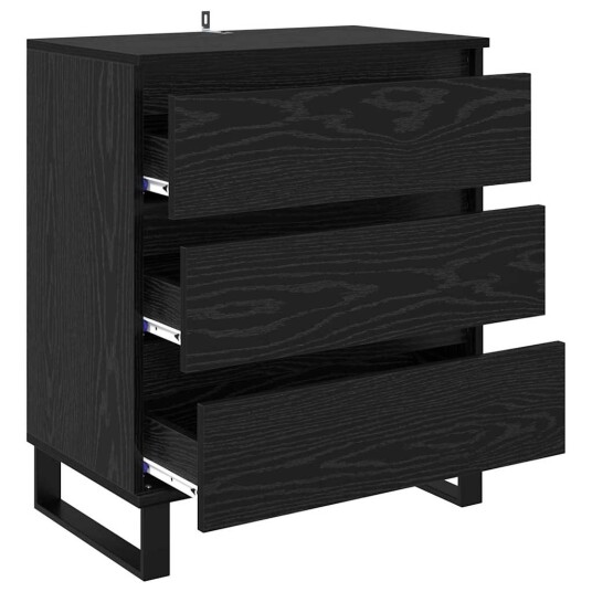 Serviesskap med skuff Svart Eik 60 x 35 x 70 cm Konstruert tre