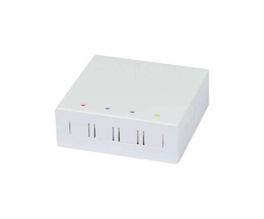 SYNERGY FTTH Wandgehäuse, für 4 Kupplungen SC-S oder LC-D 80x80 mit Kabelführung, DIN-Rail/Wand, Crimp, Synergy 21