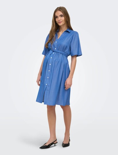 Only Maternity Olmpani Ss Shirt Belt Abk Dress Wvn Blue L Only Maternity Olmpani Ss Shirt Belt Abk Dress Wvn Blue L
