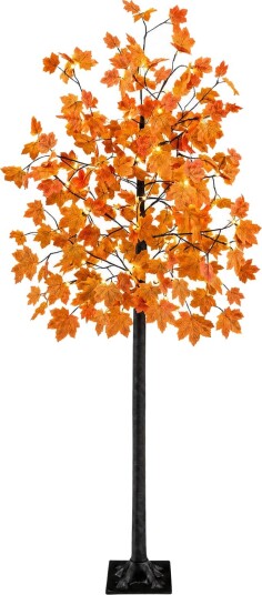 vidaXL LED-lønnetre Brun 210 cm Plast 144 LED-lys