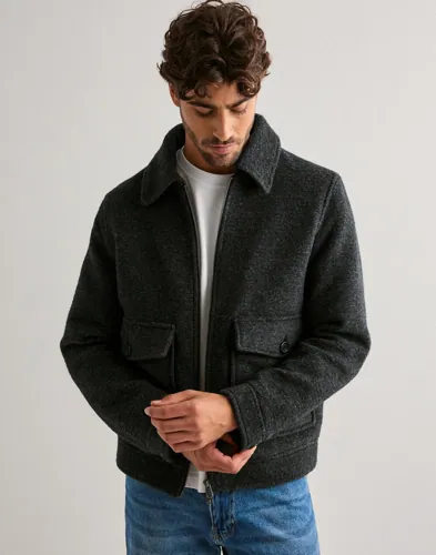 Selected Men Slhjakob Wool Blend Jkt Skjortejakker Grå