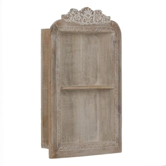 Hyller Hvit Naturell Treverk av mangotre 40,6 x 10,2 x 61 cm