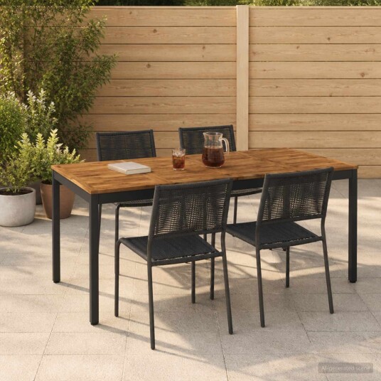 vidaXL Hage middagsbord Naturlig og svart 180 x 88,5 x 75 cm vidaXL Hage middagsbord Naturlig og svart 180 x 88,5 x 75 cm