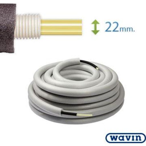 Wavin Unipex 22mm Isolert Rør-i-Rør 25m for Vann og Varme Wavin Unipex 22mm Isolert Rør-i-Rør 25m for Vann og Varme