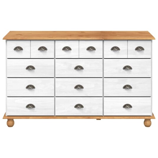 Skap med skuffer Hvit 79 x 40 x 133.5 cm Massivt furutre Skap med skuffer Hvit 79 x 40 x 133.5 cm Massivt furutre