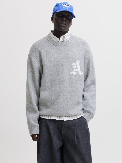 Jack & Jones Legacy Knit Jacquard Crew Neck Grå M