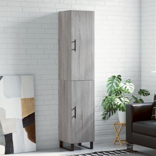 vidaXL Highboard grå sonoma 34,5x34x180 cm konstruert tre 8720845482374