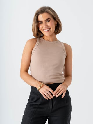 Comprimé Basic Rib Tank Top Beige 44