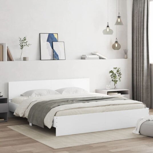 vidaXL Sengeramme med hodegavl hvit 180x200 cm 8721012246799