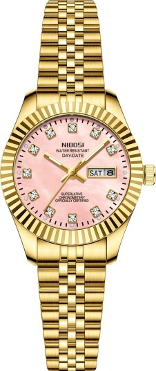 Nibosi Millbury Day Date Gold Pink