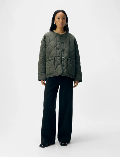 Object Objallie Ls Lo Quilted Jacket Noos Khaki green 38