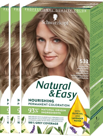 Schwarzkopf Natural&Easy 533 Nordisk Askblond 3-pack Schwarzkopf Natural&Easy 533 Nordisk Askblond 3-pack
