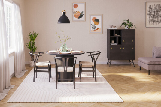 Bark Kopparbo Matgruppe 106 cm Rund med 4 Dezuid Spisestol Svart