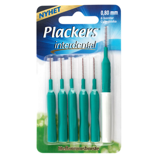 Plackers avstandsbørster - 0,8 mm - 6 stk. - Grønn Plackers avstandsbørster - 0,8 mm - 6 stk. - Grønn