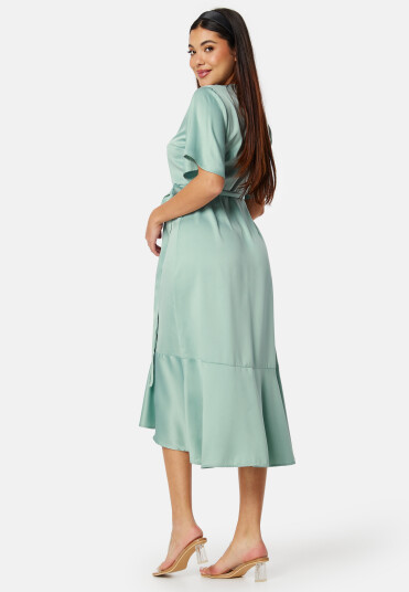 Bubbleroom Occasion Scala Frill Dress Dusty green 4XL