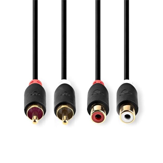 Nedis 2m RCA Stereo Lydkabel Gullbelagt Rund Antrasitt