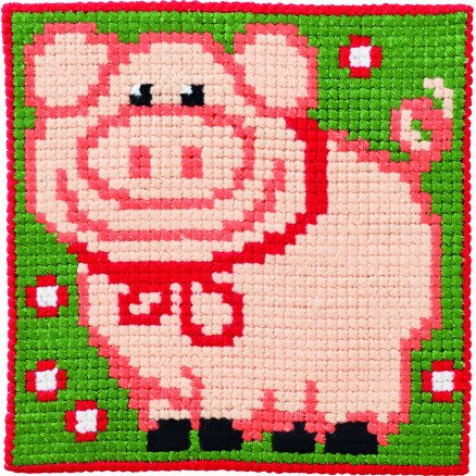 Permin Broderisett for barn strå grå 25x25 cm