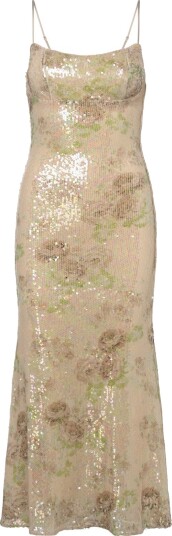 Bardot Adoni Sequin Mesh Midi Dress Beige L Bardot Adoni Sequin Mesh Midi Dress Beige L