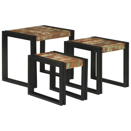 Stablingsbord 3 pcs Flerfarget Massivt gjenvunnet tre