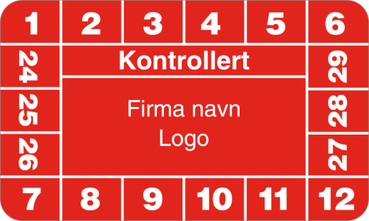 Kontrollert - KUNDESPECIFIK - Vinyl klistremerke - 30 x 50 mm - Rød