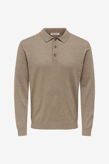 Only & Sons Poloskjorte onsLoui Reg 12 LS Mel Natur Only & Sons Poloskjorte onsLoui Reg 12 LS Mel Natur