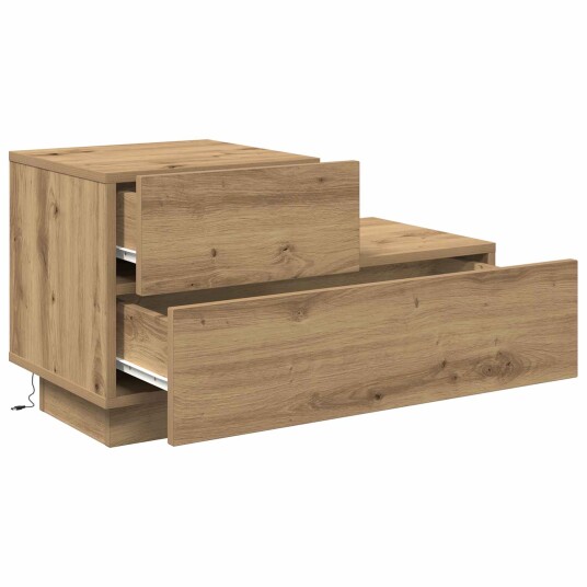 Nattbord med LED lys i artisansk eik 100x36x49 cm