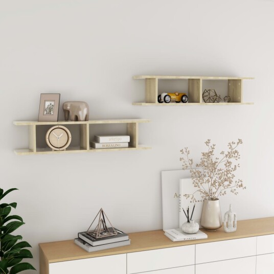 Vegghyller 2 stk sonoma eik 90x18x20 cm konstruert tre 8720286596173