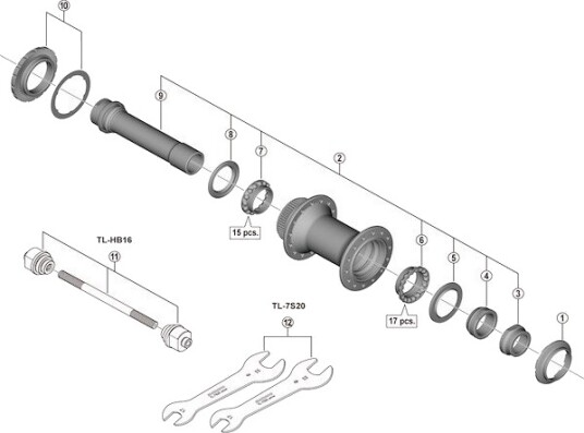 Shimano XTR aksel enhet til fornav modell HB-M9110