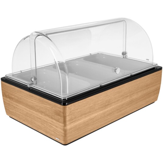 VEGA Buffetsystem komplett Montana eik 6,5 cm melamin hvit 3 x GN 1/3; Størrelse GN 1/1, 57x36.5x27.4 cm (LxBxH); Eik/Transparent/Hvit; Rektangulær