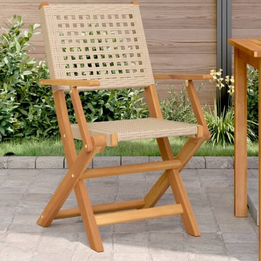 Hagestoler 2 stk beige heltre akasie og polyrotting 367665 Hagestoler 2 stk beige heltre akasie og polyrotting 367665