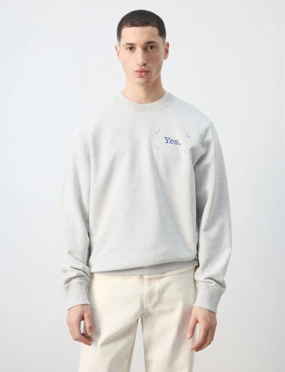 Mango Printed Sweatshirt 100% Cotton Grey XXL Mango Printed Sweatshirt 100% Cotton Grey XXL