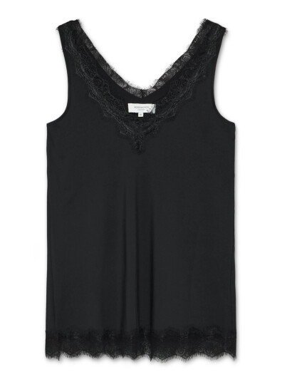 Rosemunde Rwbillie Sl Lace V-Neck Top - Black - 44 Rosemunde Rwbillie Sl Lace V-Neck Top - Black - 44