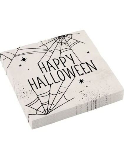 16 stk. Happy Halloween Servietter med Spindelvevmotiv