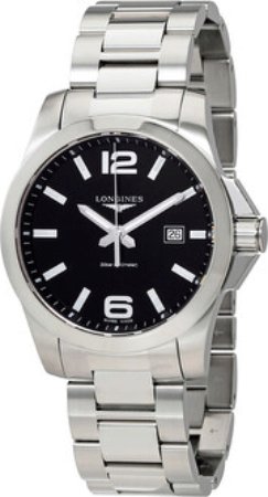 Longines Herreklokke L3.760.4.56.6 Conquest Sort/Stål Ø43 mm Longines Herreklokke L3.760.4.56.6 Conquest Sort/Stål Ø43 mm