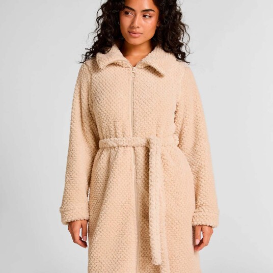Hunkemöller Robe Zip Up Fleece Beige XL/XXL Hunkemöller Robe Zip Up Fleece Beige XL/XXL